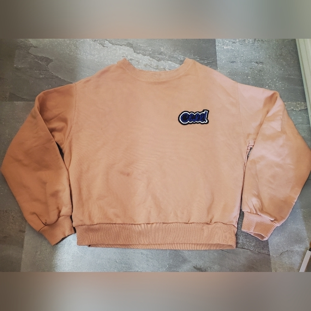 Essentiel Antwerp "Chill!" Long Sleeves Sweater. Pinkish Nude. Beaded Logo. S.